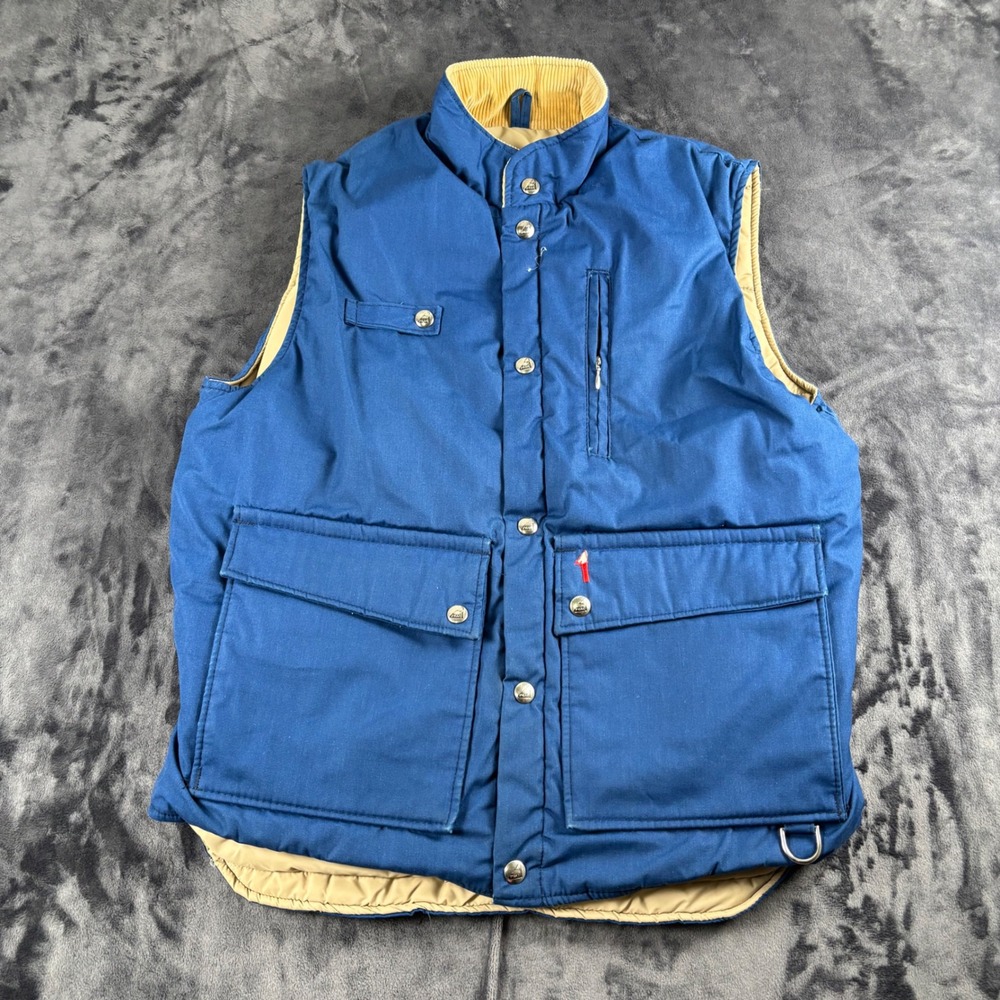 Peak 1 Puffer Vest Mens Size C Blue Vintage Made in USA Gorpcore 8554-0368